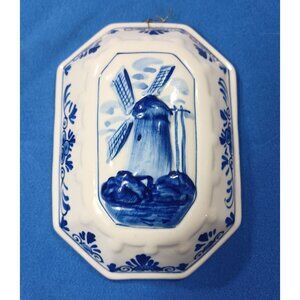 Hand-Painted Delft Blue Dutch Windmill Porcelain Wall Hanging Decor 3D Holland